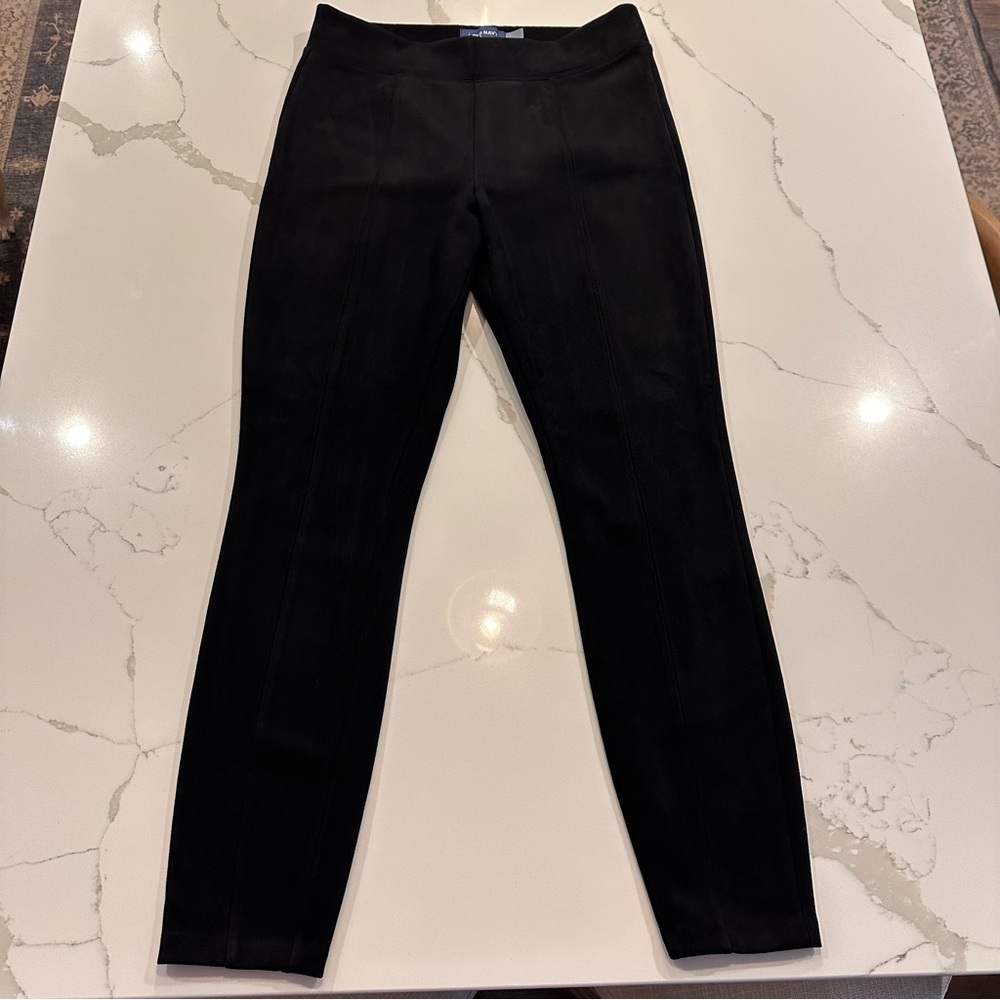 Old Navy Stevie Pants Black Faux Suede Womens M Pull On Ponte Skinny Work Career